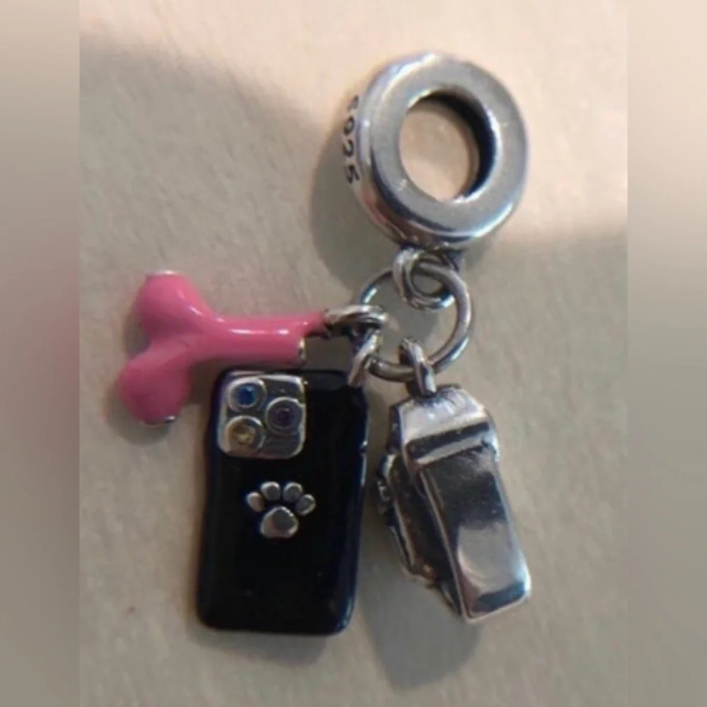 Triple Dangle IPhone, AirPods, Apple Watch Charm For Pandora Braclet Sil…